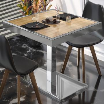 BM | Bistro Table | W:D:H 80 x 80 x 77 cm | Oak / stainless steel | Square