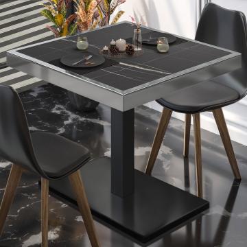 BM | Cafébord | B:D:H 80 x 80 x 77 cm | Svart marmor/svart | Torget