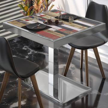BM | Mesa para cafetería | An:Pr:Al 80 x 80 x 77 cm | Color vintage / acero inoxidable | Cuadrado