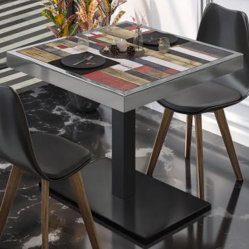 BM | Mesa para cafetería | An:Pr:Al 80 x 80 x 77 cm | Color vintage / negro | Cuadrado