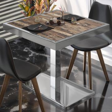 BM | Bistro Table | W:D:H 80 x 80 x 77 cm | Vintage Old / stainless steel | Square