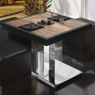 BM | Bistro Lounge Table | W:D:H 80 x 80 x 41 cm | Sheesham / Stainless Steel