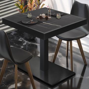 BM | Bistro Table | W:D:H 80 x 80 x 77 cm | Black Marble / Black | Square