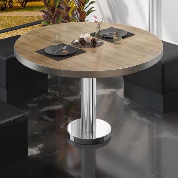 BML | Low Bistro Table | Ø:H 60 x 39 cm | Oak / Stainless steel