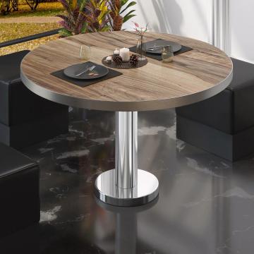 BML | Low Bistro Table | Ø:H 80 x 39 cm | Sheesham / Stainless steel