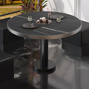 BML | Low Bistro Table | Ø:H 50 x 39 cm | Black Marble / Black