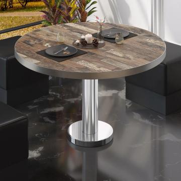 BML | Low Bistro Table | Ø:H 70 x 39 cm | Vintage Old / Stainless Steel