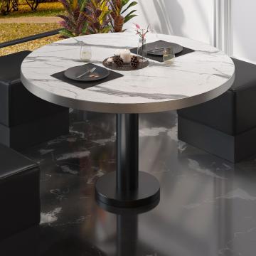 BML | Sofabord til bistro | Ø:H 70 x 39 cm | Hvit marmor / Svart