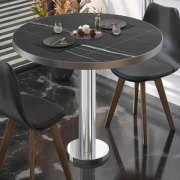 BML | Bistro Table | Ø:H 80 x 75 cm | Black marble / stainless steel | Round