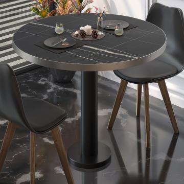 BML | Bistro Table | Ø:H 60 x 75 cm | Black Marble / Black | Round