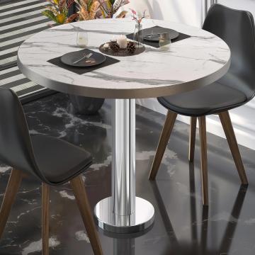 BML | Bistro Table | Ø:H 80 x 75 cm | White marble / stainless steel | Round