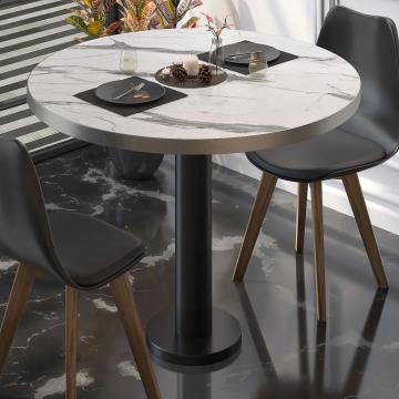 BML | Bistropöytä | Ø:K 60 x 75 cm | Valkoinen marmori / musta | Pyöreä