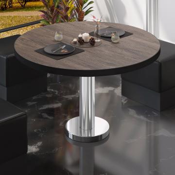 BML | Bistro Lounge Table | Ø50xH39cm | Light Wenge/ Stal nierdzewna