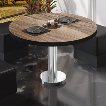 BML | Low Bistro Table | Ø:H 70 x 39 cm | Sheesham / Stainless steel