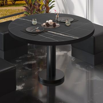 BML | Low Bistro Table | Ø:H 70 x 39 cm | Black Marble / Black