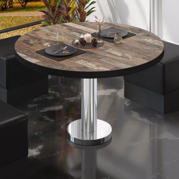 BML | Low Bistro Table | Ø:H 80 x 39 cm | Vintage Old / Stainless Steel