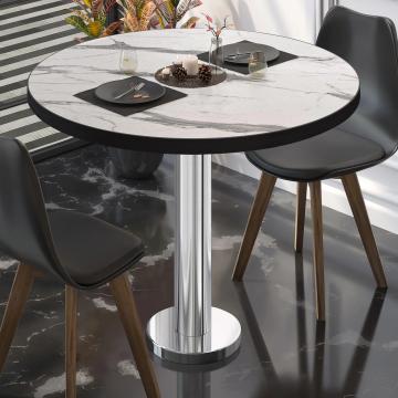 BML | Bistro Table | Ø:H 70 x 75 cm | White marble / stainless steel | Round