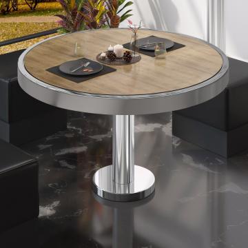 BML | Bistro Lounge Table | Ø60xH41cm | Dąb/stal nierdzewna