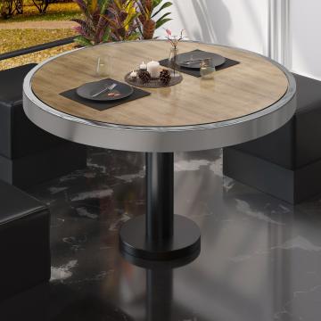 BML | Low Bistro Table | Ø:H 50 x 41 cm | Oak / Black