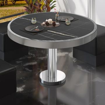 BML | Sofabord til bistro | Ø:H 70 x 41 cm | Svart marmor / Rustfritt stål