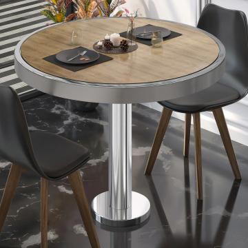 BML | Bistro Table | Ø:H 70 x 77 cm | Oak / stainless steel | Round