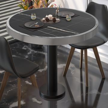 BML | Bistropöytä | Ø:K 60 x 77 cm | Musta marmori / Musta | Pyöreä
