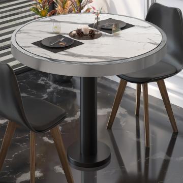 BML | Bistro Table | Ø:H 70 x 77 cm | White marble / black | Round