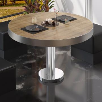BML | Low Bistro Table | Ø:H 50 x 41 cm | Oak / Stainless steel
