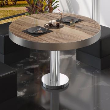 BML | Low Bistro Table | Ø:H 80 x 41 cm | Sheesham / Stainless steel
