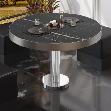 BML | Bistro Lounge Table | Ø60xH41cm | Black Marble/ Stainless Steel