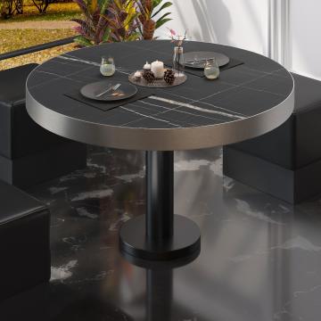 BML | Low Bistro Table | Ø:H 80 x 41 cm | Black Marble / Black