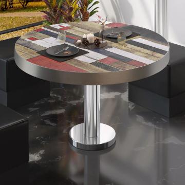 BML | Low Bistro Table | Ø:H 70 x 41 cm | Vintage-Coloured / Stainless Steel