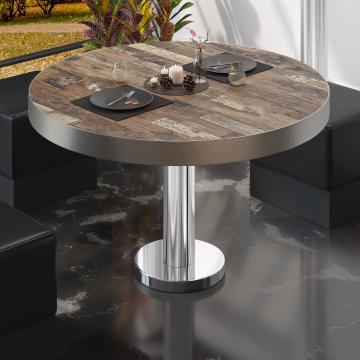 BML | Low Bistro Table | Ø:H 60 x 41 cm | Vintage Old / Stainless Steel