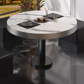 BML | Low Bistro Table | Ø:H 80 x 41 cm | White Marble / Black