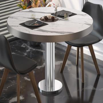 BML | Bistro table | Ø:H 50 x 77 cm | White marble / stainless steel | Round