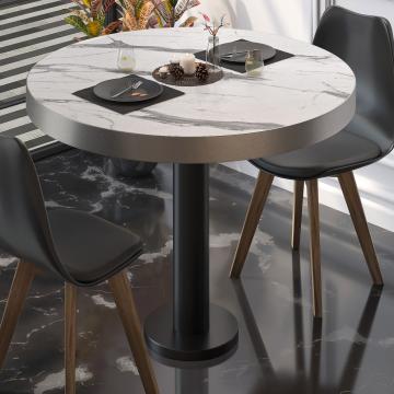BML | Bistro Table | Ø:H 60 x 77 cm | White marble / black | Round