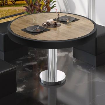 BML | Low Bistro Table | Ø:H 80 x 41 cm | Oak / Stainless steel