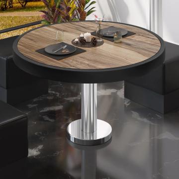 BML | Low Bistro Table | Ø:H 80 x 41 cm | Sheesham / Stainless steel
