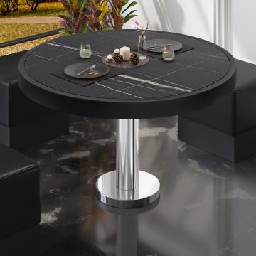 BML | Low Bistro Table | Ø:H 60 x 41 cm | Black marble / stainless steel