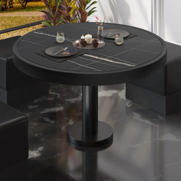 BML | Low Bistro Table | Ø:H 70 x 41 cm | Black Marble / Black