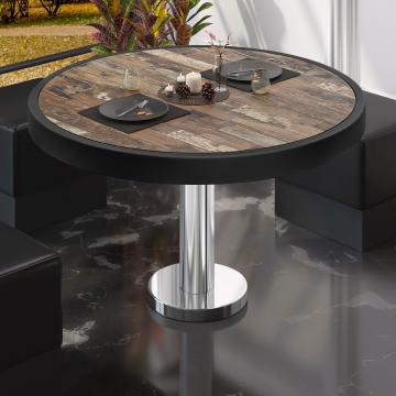 BML | Low Bistro Table | Ø:H 80 x 41 cm | Vintage Old / Stainless Steel