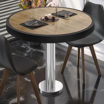 BML | Bistro Table | Ø:H 80 x 77 cm | Oak / stainless steel | Round