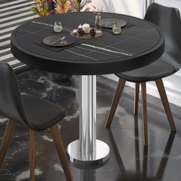 BML | Bistro Table | Ø:H 60 x 77 cm | Black marble / stainless steel | Round