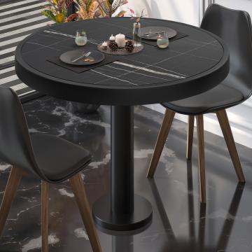 BML | Bistro Table | Ø:H 70 x 77 cm | Black Marble / Black | Round
