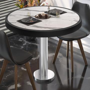 BML | Bistro Table | Ø:H 80 x 77 cm | White marble / stainless steel | Round