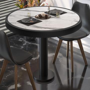 BML | Bistro Table | Ø:H 60 x 77 cm | White marble / black | Round