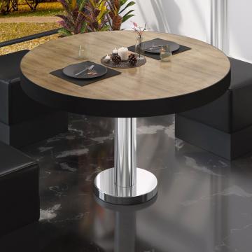 BML | Low Bistro Table | Ø:H 60 x 41 cm | Oak / Stainless steel