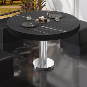 BML | Low Bistro Table | Ø:H 50 x 41 cm | Black marble / stainless steel