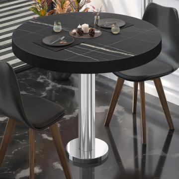 BML | Bistro Table | Ø:H 50 x 77 cm | Black marble / stainless steel | Round