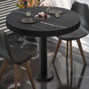 BML | Bistro Table | Ø:H 50 x 77 cm | Black Marble / Black | Round